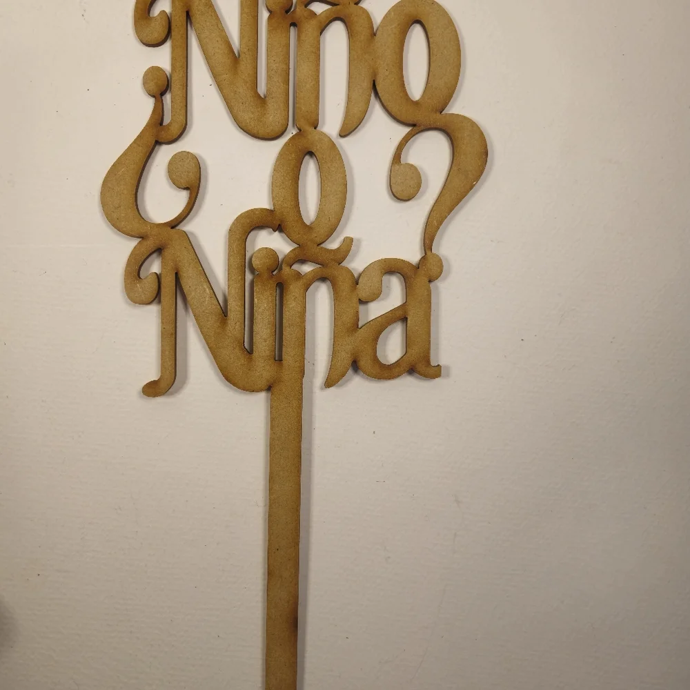 Wooden Niño o Niña Cake Topper. Baby Shower Cake Topper. Gender Reveal Cake Top